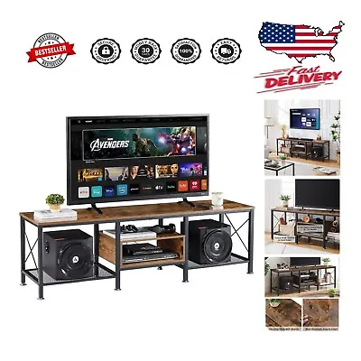 Chic Industrial TV Stand: 70 Inch Console With Open Storage Shelves • $170.99