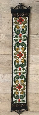 £25 • Buy Vintage Bell Pull, Wool Needlepoint Wall Hanging, Hand Made 93cm X 13.5cm