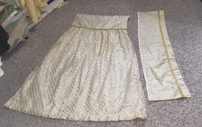 Pretty Ivory & Gold Curtain Panel Unique Hand Made 60  X 25  Used In Church • $35