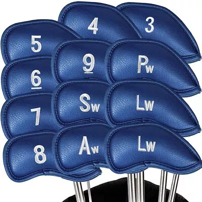$25.63 • Buy 12Pcs Golf Iron Head Covers Club Protector PU Leather Headcover Equipment