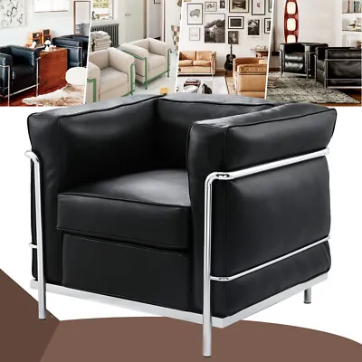 Le Corbusier Style LC2 Sofa 1/2/3 Seat Italian Leather Single Sofa Armchair UK • £399