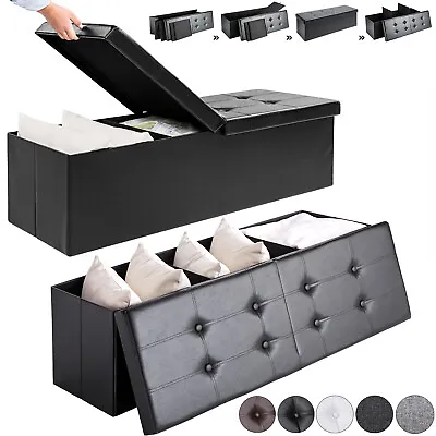 £29.95 • Buy Ottoman Storage Bench Foldable Faux Leather Chest Toy Shoe Box Hallway Bedroom