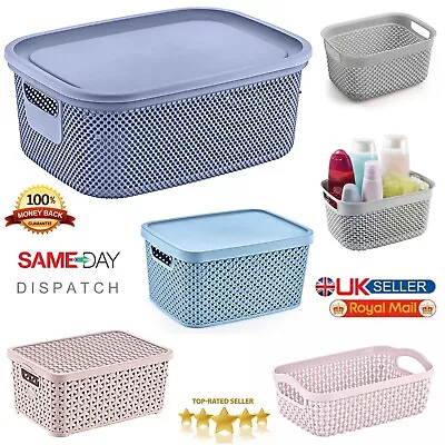 £6.49 • Buy Small Large Diamond Plastic Storage Box With Lid Container Office Kitchen Home
