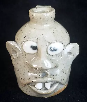 WAYNE HEWELL 2012 Signed Humorous Folk Art Mini Face Jug Gillsville GA 2  Tall • $9.99