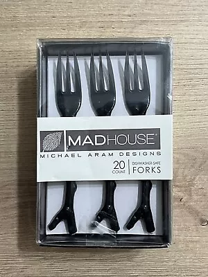 Michael Aram Cutlery Black Twig Plastic Flatware Appetizer Hors D'oeuvre Forks • $24.99