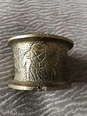 Vintage Brass Trinket Cup - 2 3/4” X  1  3/4”- Etched Egyptian Hieroglyphics? • $19