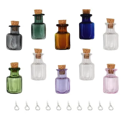 10pcs Small Glass Bottles Mini Glass Jars With Cork Stoppers For DIY Art Crafts • £7.81