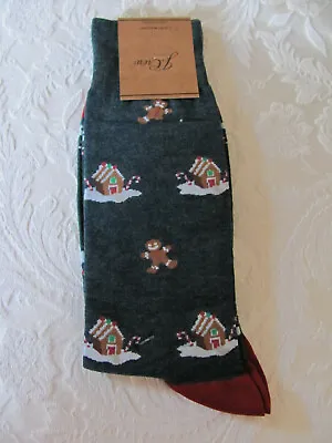 J.Crew Critter Dress Socks-Gingerbread Men/House- Lightweight-Men's One Size-NWT • $14.39