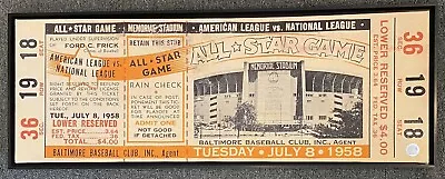 Framed Baltimore Orioles 1958 All Star Game 13x35 Canvas Mega Ticket 7/8/58 • $125