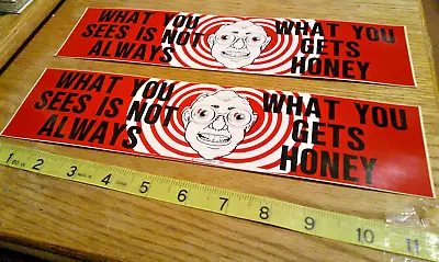 2 Original VINTAGE 70's BUMPER STICKERS Humor What You Sees Is Not Always What.. • $10