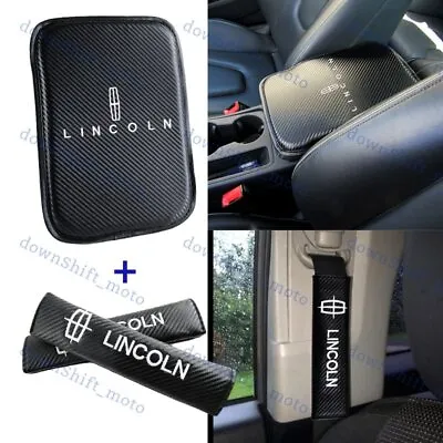 For Lincoln Embroidery Car Center Armrest Cushion Mat Pad W/ Seat Belt Cover Set • $21.99