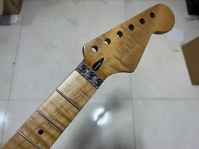 Roasted Flame Maple Guitar Neck 22fret Stainless Steel Frets Locking Nut Replace • $69.99