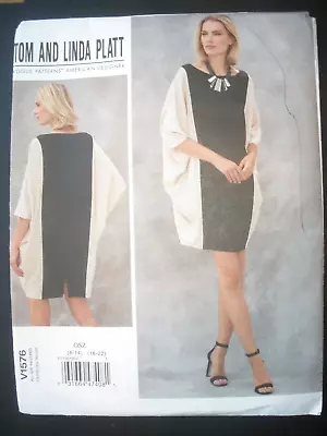 Vogue Pattern V1576 TOM & LINDA PLATT Loose Dress Contrast Panels Sz 6-22 UNCUT • $8.99
