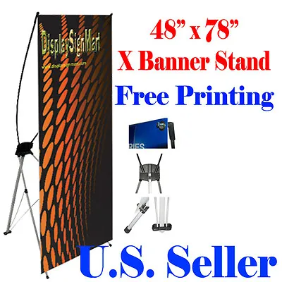 X Banner Stand 48  X78  Free Graphic Print Trade Show Display Free Bag Pop Up XL • $84.99