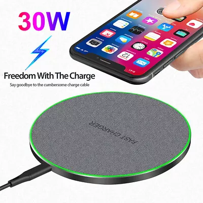 30W  Fast Wireless Charger Charging Pad Mat For IPhone 12 11 XS 8 Samsung S20+ • $8.99