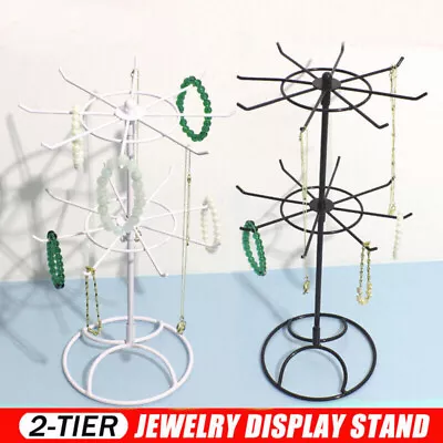 Jewelry Rotating Ring Display Holder Organizer Necklace Stand Rack 16 Hooks UK • £6.99