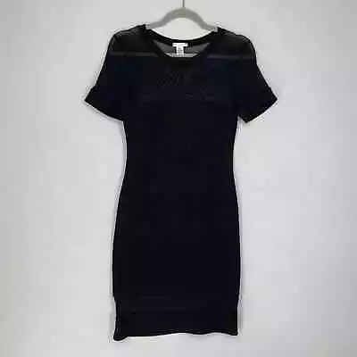 Bozzolo Women Dress M Black Mesh T Shirt See Through Midi Cut Out • $16.99