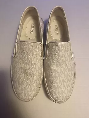 Michael Kors Women's Size 7M Keaton MK Logo Slip On Sneakers Shoes White  • $5