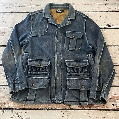 Vintage Polo Ralph Lauren Size XL Jacket Indigo Blue Denim Style Hunting Coat • $120