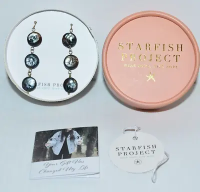 Starfish Project 14 Kt Gold Plated Freshwater Pearl Earrings Dangle Survivor • $11.25