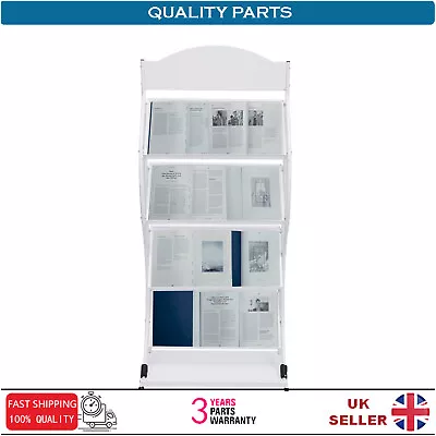 Floor-Stand Magazine Stand Magazine Rack Brochure Display Holder Newspaper White • £65