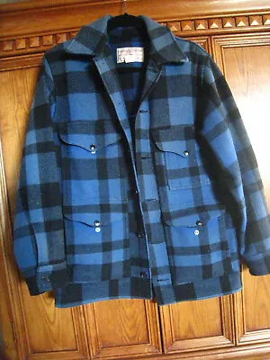 Vintage Filson Mackinaw Blue Plaid Wool JACKET Coat Made In The USA SZ 40 • $299.99