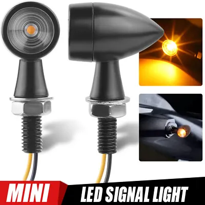 Mini LED Motorcycle Bullet Turn Signals Blinker Light Indicator Amber Black Lamp • $12.99