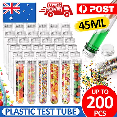 50-200x 45ml Plastic Test Tube Screw Cap Bath Salt Container Jelly Candy Bottle • $18.85