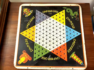$10 • Buy Vintage 1953 Gotham Chinese Checkers Pressed Steel Game Board Wall Decor G525