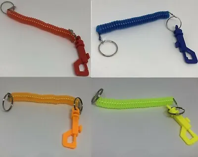 Retractable Spiral Stretchy Elastic Coil Keyring Key Chain Ring Plastic  • £1.95