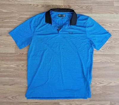 OAKLEY Blue Striped Polo Shirt Mens L (23  Pit To Pit  29  Length) FREE SHIPPING • $8.95