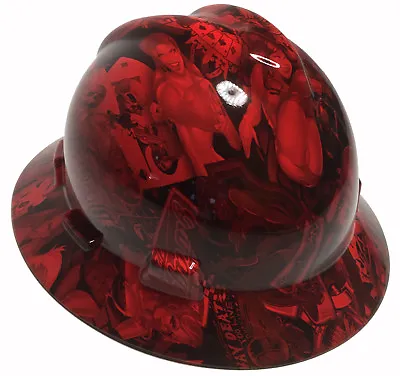 Hydro Dipped MSA Full Brim Hard Hat Red Naughty Boy High Gloss Finish • $90