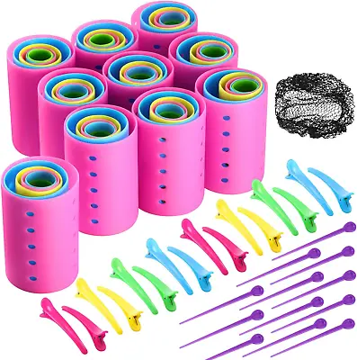 141 Pieces Magnetic Hair Rollers Set Include 60 Plastic Smooth Hair Rollers Wit • £20.44