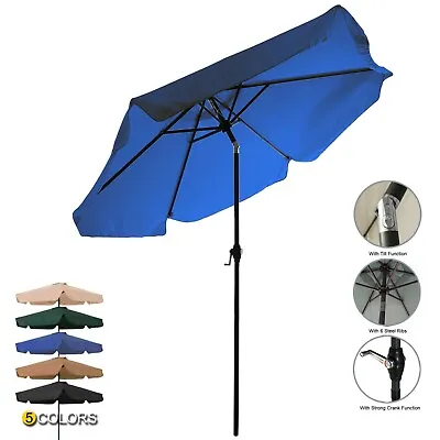 2.2M Garden Parasol Outdoor Umbrella Tilt Mechanism Canopy Sun Shade Patio • £22.85