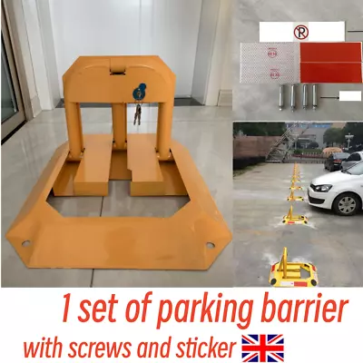 Folding Lockable Car Parking Barrier Driveway Garage Security Post Bollard UK • £38.97