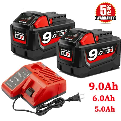 1-2PCS For Milwaukee M18 Lithium HD 9.0 AH Extended Capacity Battery 48-11-1812 • $46.92