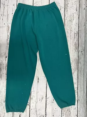 Vintage 90's Tultex Basic Teal Athletic Joggers Sweatpants Made In USA - Size XL • $19.99