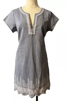 Mudpie Dress Blue White Medium M Embroidered Cotton Short Sleeve Shift NWT • $39.99