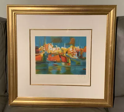 Marcel Mouly Abstract Lithograph “Soleil Sur Le Port Grec 1994” • $650