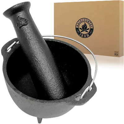 Backcountry Iron 4.75 Inch Cast Iron Mortar And Pestle Set 2 Cup Spice Grinder • $39.99