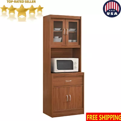 Modern Kitchen Cabinet Storage Microwave Oven Cart 1 Drawer Organizer Brown New • $145.57