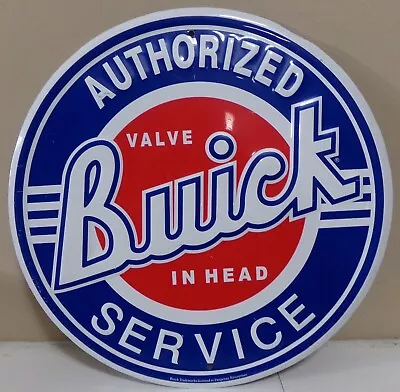 VINTAGE Buick Authorized Service 12  Round Tin Sign Valve In Head • $15