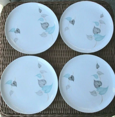 $12 • Buy Eschenbach Bavaria Germany Baronet China Set Of 4 Salad Plates 8.25  Blue Leaves
