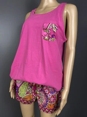$20.38 • Buy Vera Bradley Women's Size Medium Tank Top Pocket Shorts Pajama Set Pink Paisley
