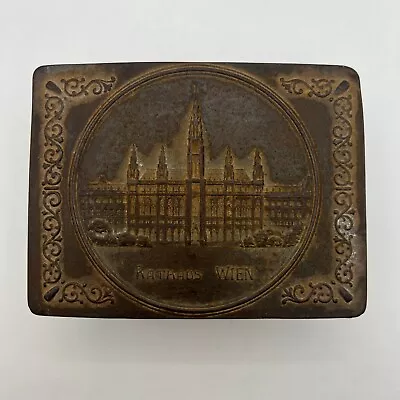 Antique Austrian Ornate Metal Trinket Jewelry Box Hand Etched Wien • $110