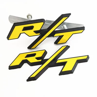 2X Yellow BLACK OEM For RT Front Grill Emblems R/T Trunk Sticker Car Badge • $16.92