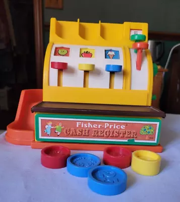 Vintage Fisher Price Cash Register 926 With 5 Coins 1974 Works • $17.50