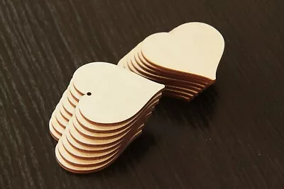 Wooden LOVE HEARTS Craft Hanging Shape Gift Tag Wedding Decoration Embellishment • £4.39