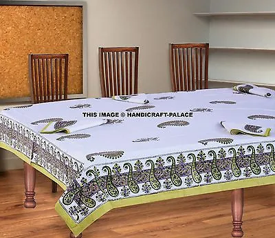 £31.19 • Buy Table Mat With Napkins Pure Cotton Block Printed Indian Table Cover Hippie Decor