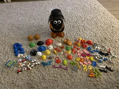 Large Mixed Lot Mr/Mrs Potato Head Parts Accessories Hasbro Container 110 Pieces • $10.50